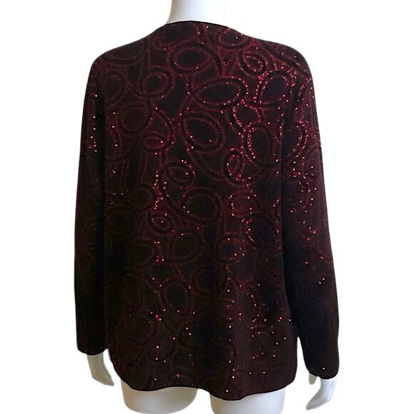 Elementz 3-in-1 Velvet Red Sparkling Paisley Black Top Attached Necklace Size L - Picture 6 of 10